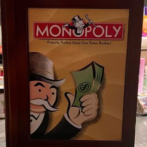 Vintage Game Collection MONOPOLY Wooden Library Book Shelf Wood Box